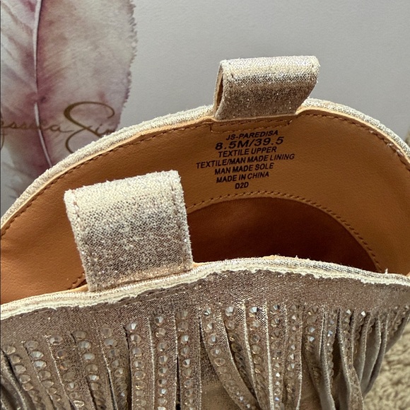 Jessica Simpson Metallic Champagne Fringe Ankle Boots - Picture 4 of 5